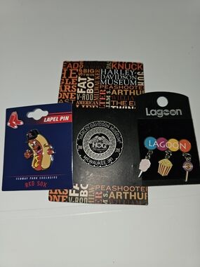 Pins - Select 1: Red Socks, Harley, Or Lagoon - New On Card
